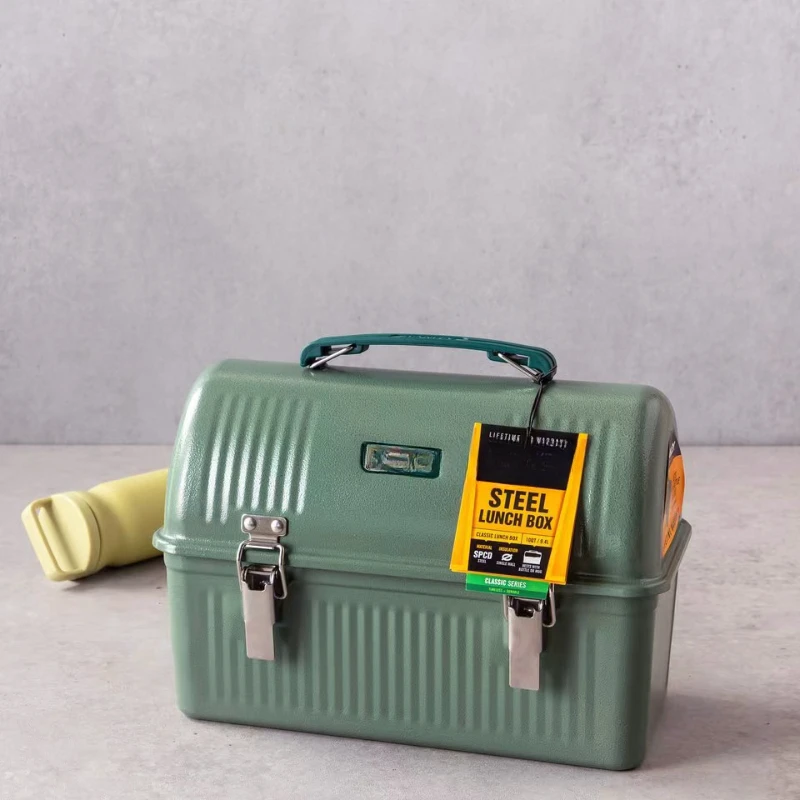 

Large classic lunch box 9.4L camping steel storage box army green