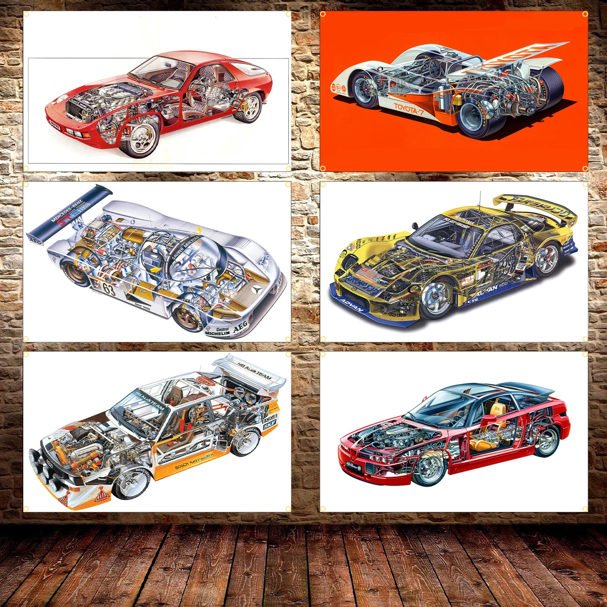 

90X150CM 3X5FT Classic Cool Racing Car Flag Polyester Digital Printing Classic Cars Banner