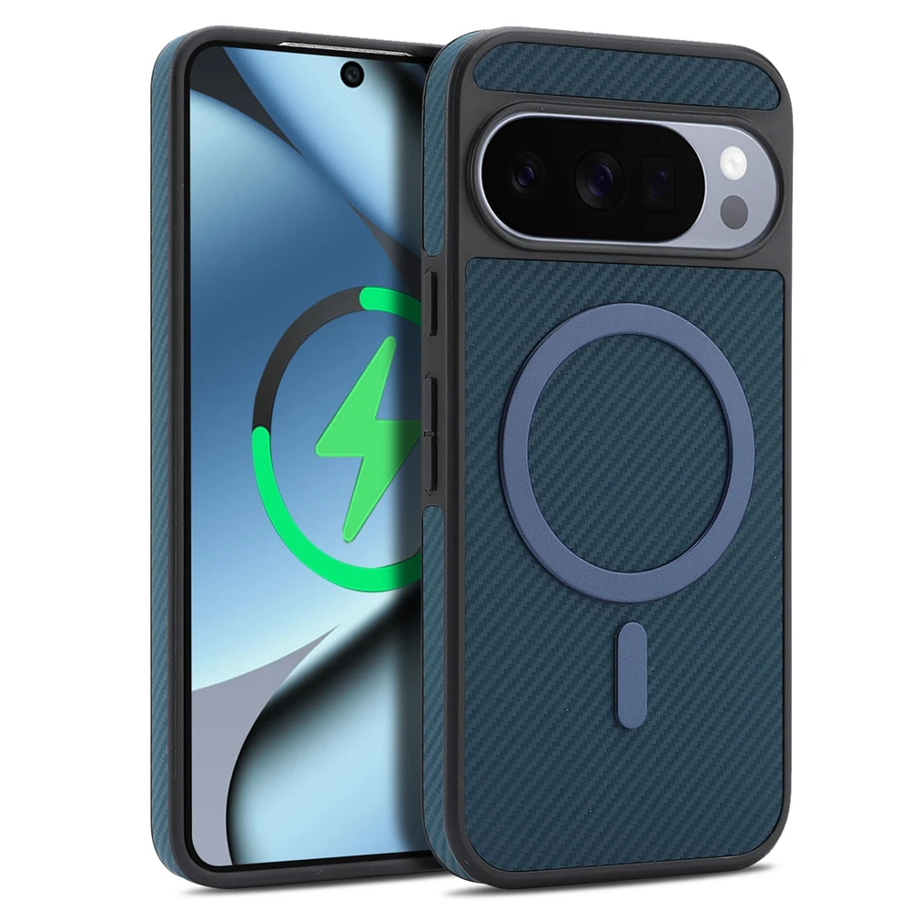 Sleek Carbon Fiber Pattern Phone Case with Wireless Charging Support