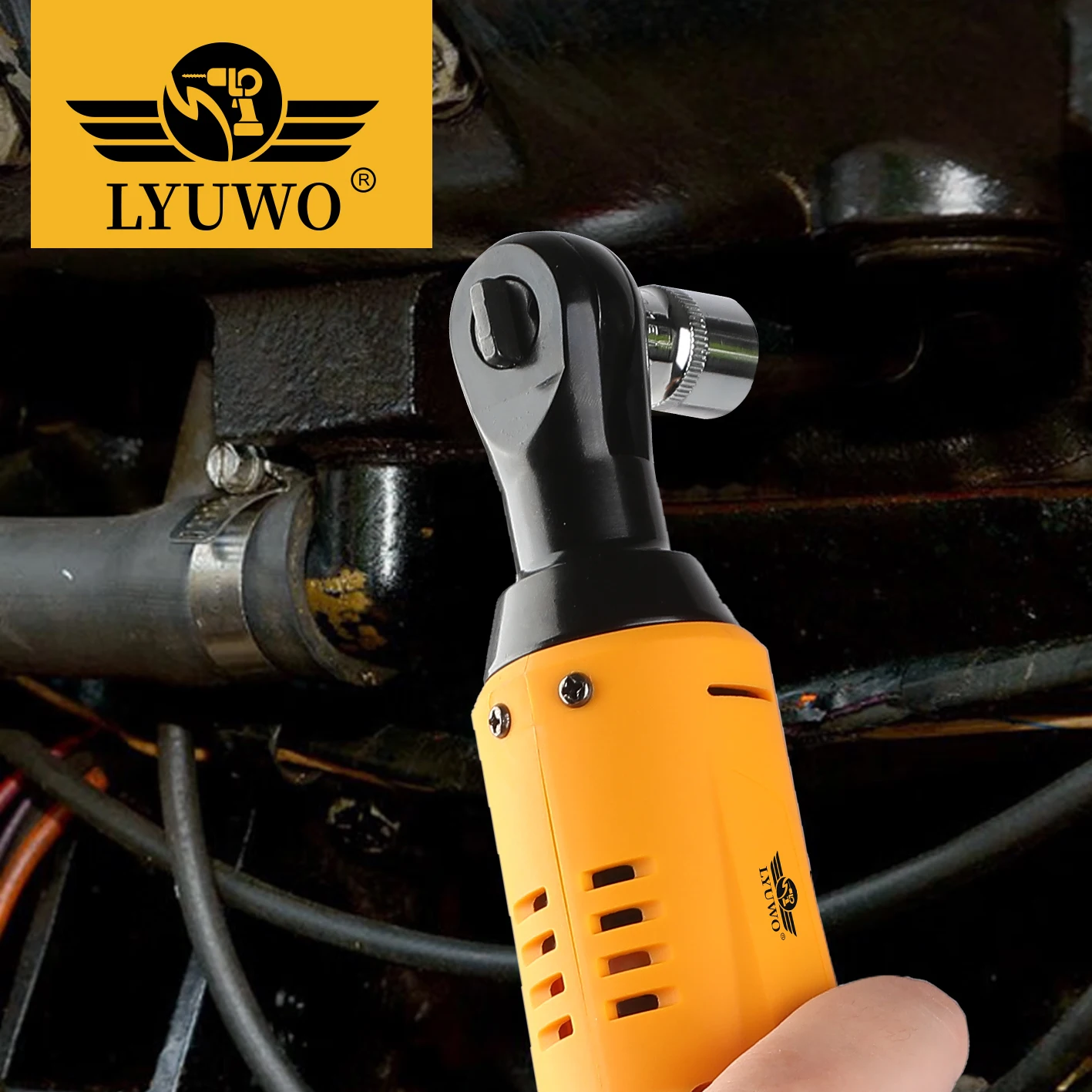 LYUWO 12V 3/8 Rechargeable Electric , Ratchet Set, Angle Drill, Screwdriver To Remove Screw Nut, Automobile Maintenance Tool 5