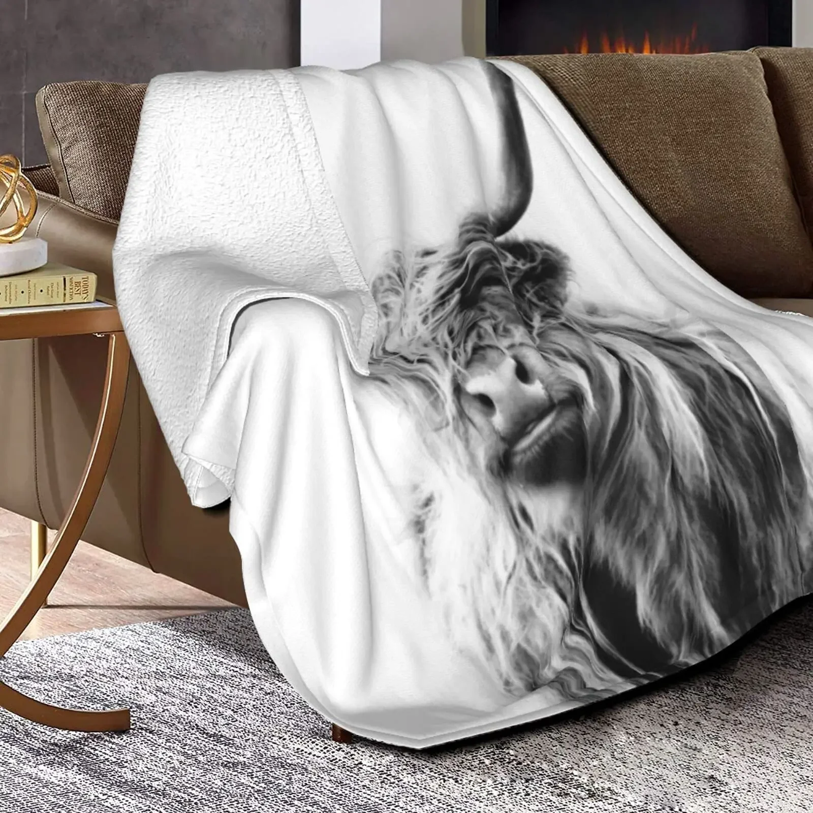 Highland Cow Blanket Animal Bedding Throw  Soft Cozy Fleece Plush  Size for Couch Bed Sofa Travelling Camping 4