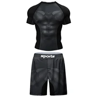 Cody Lundin Male Shirt + Pants Gym Set Men's MMA No Gi Jiu-Jitsu Brazilian Grappling Kickboxing Fitness Training Rash Guard Sets 2