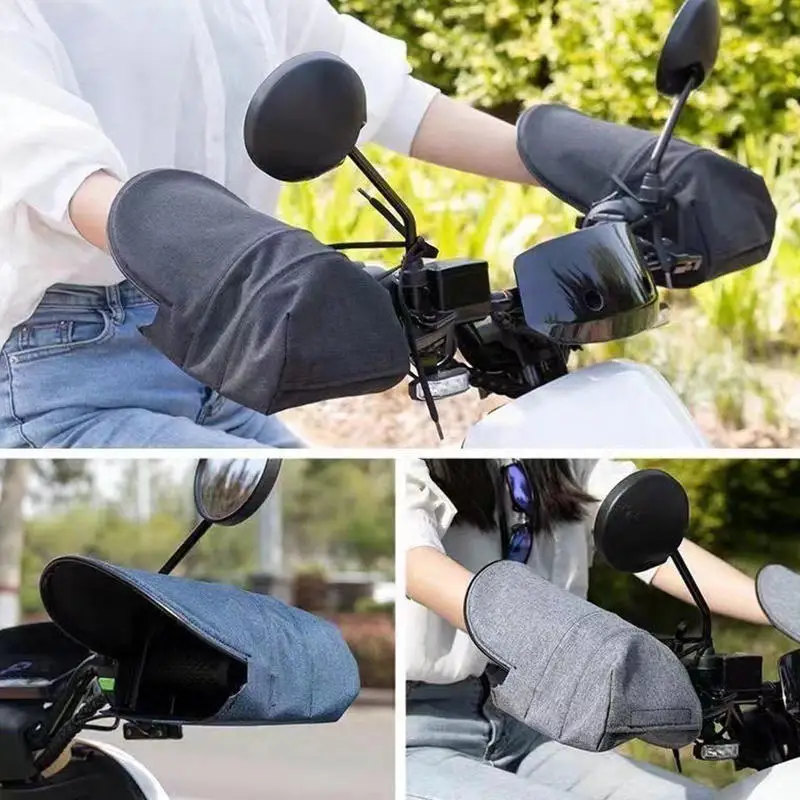 Handlebar gloves mounted on motorcycle scooter