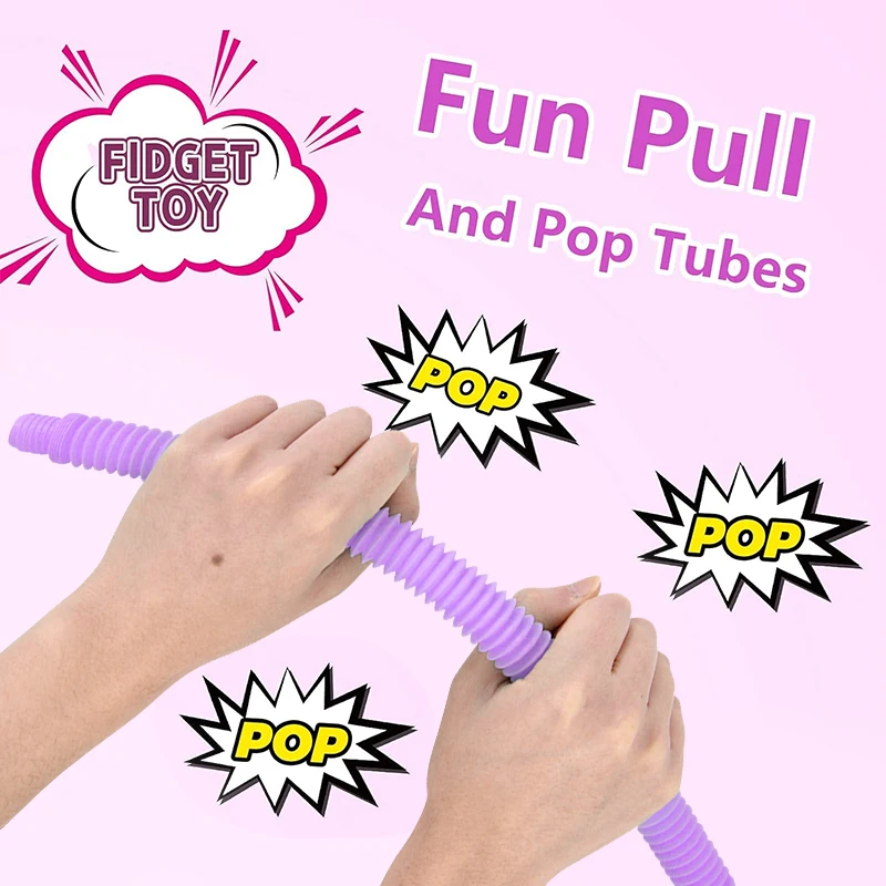 6-24Pcs Flexible Pop Tubes Fidget Sensory Toys Stress Relief Toddler Gift Kids Birthday Party Favors Pinata Goodie Bag Filler