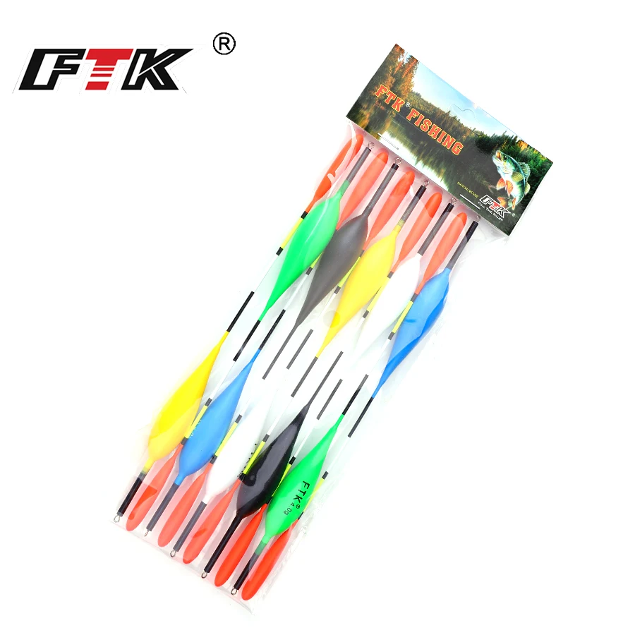 FTK 10Pcs/pack Colourful Fishing Float Size 2g-5g Barguzinsky Fir Floats Vertical Buoy Fishing Float Bobber Fishing Tackle Pesca