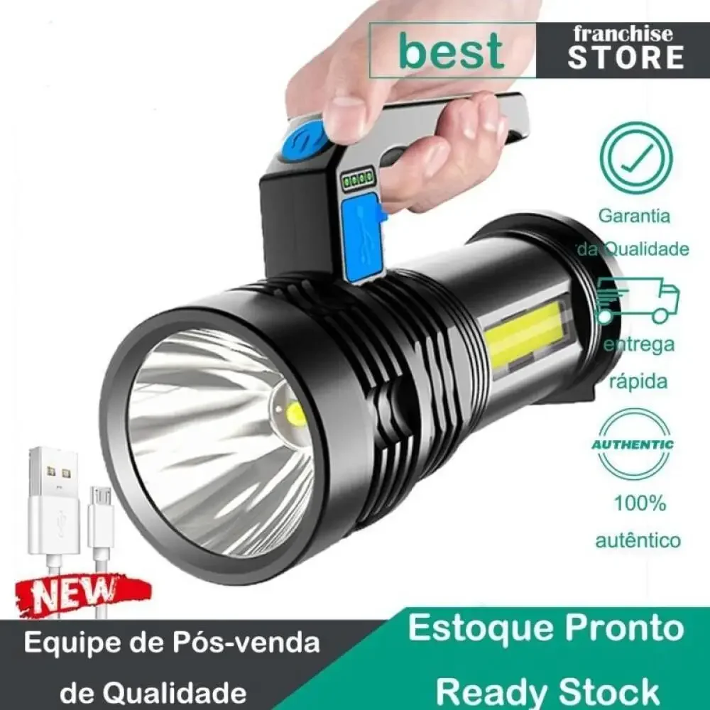 Waterproof LED Flashlight for Camping and Hiking with USB Rechargeable Battery