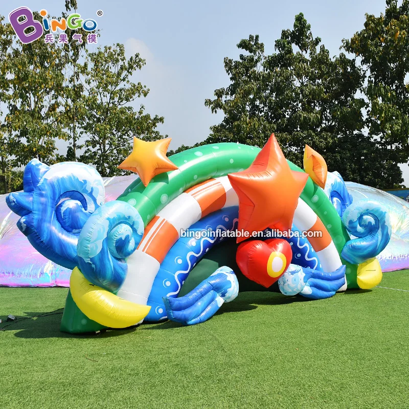 Theme Park Equipment 6x2.5m Inflatable Background Wall For Decoration Kids Summer Party Blow Up Ocean Backdrop Balloon Toys 3