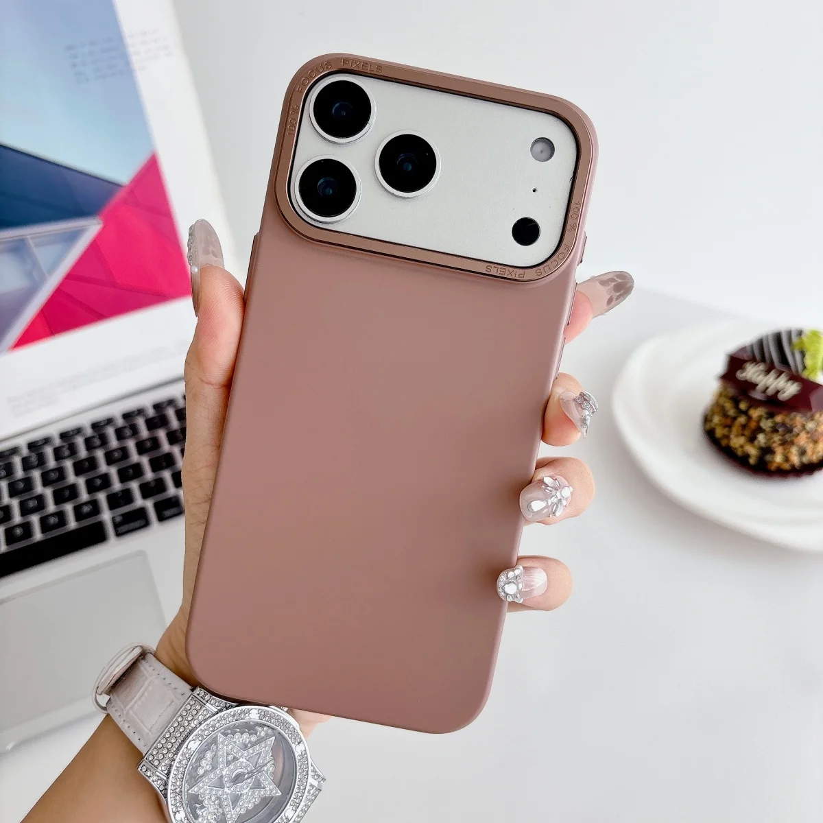 Luxury Frosted Skin Solid Color Phone Case with Metal Frame and Non-Slip Grip