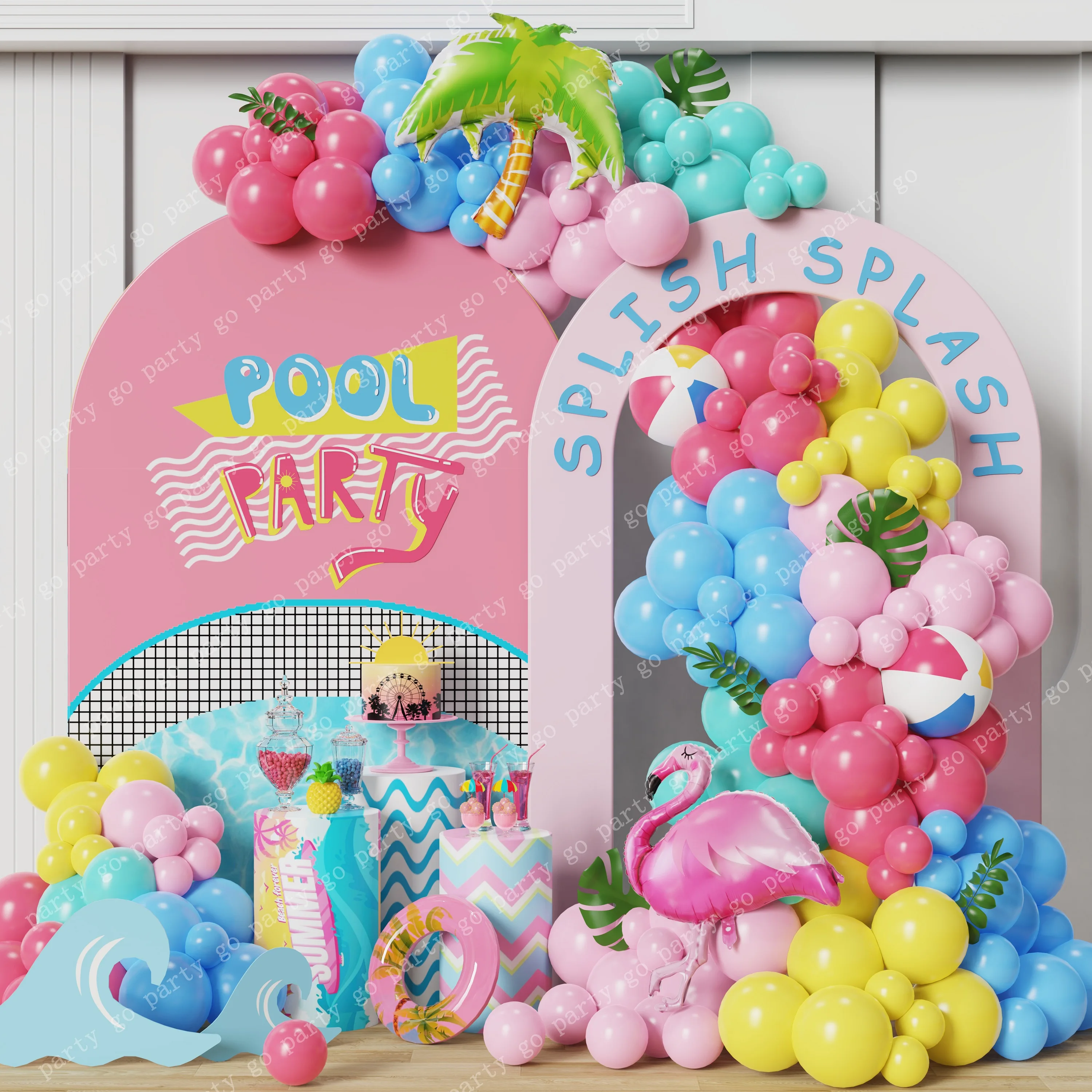 

110pcs Summer Hawaii Theme Flamingo Coconet Foil Balloon Garland Arch Kit Pool Party Kids Birthday Baby Shower Decoration Suppli