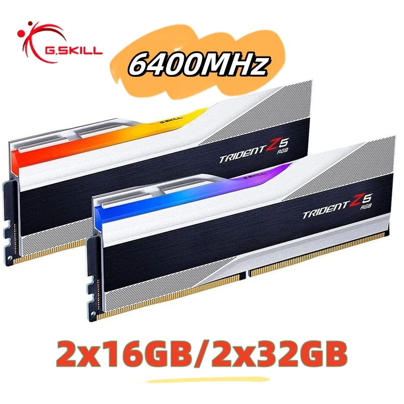 G.Skill 트라이던트 Z5 RGB 시리즈 키트, 288 핀 SDRAM DDR5 6400MHz 듀얼 채널 데스크탑 메모리 실버, 32GB(2x16GB), 64GB(2x32GB)