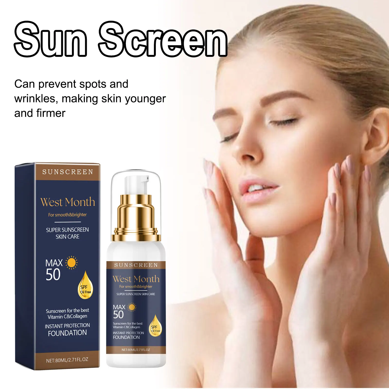 Facial Body Sunscreen Spf 50 Isolates Ultraviolet Ray Prevent Dark Spot Oil Control Refreshing Waterproof Moisturizing Sunscreen