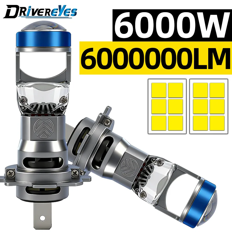 Ultra-Bright Mini Projector Lens LED Car Bulbs - Wireless, Canbus-Compatible, 6000W, 7035 CSP Technology