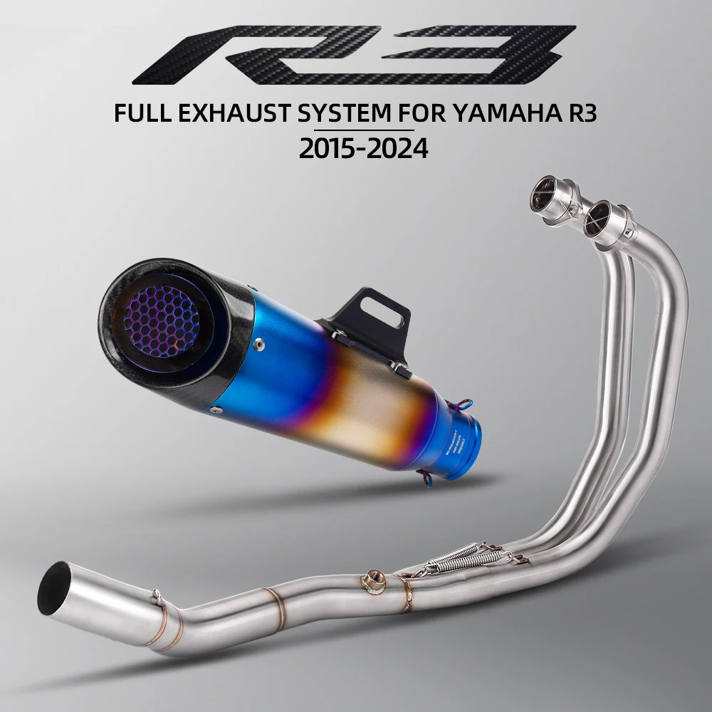 For Yamaha R3 R25 mt03 2015-2024 51MM Carbon Fiber Three Layer Muffler ...