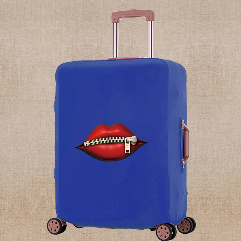 Travel Essentials Protection Suitcase Case Mouth Print Trolley for 18-32 Inch Traveling Accessories Luggage Protective Cover