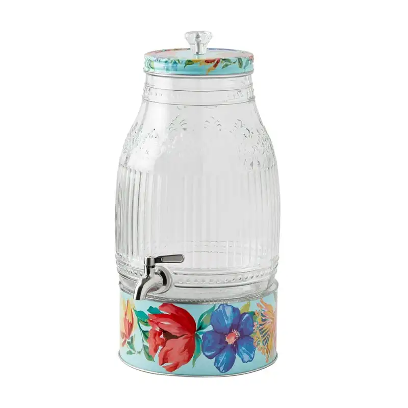 

2-Gallon Glass Drink Dispenser with Metal Stand Cups Drink beverage dispenser Tumbler with straw Kawaii Sublimations blanks Fath