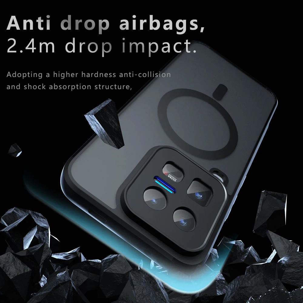 Ultra Magnetic Wireless Charging Shockproof Phone Case - Soft TPU Frame & Hard Plastic Translucent Matte Back Cover