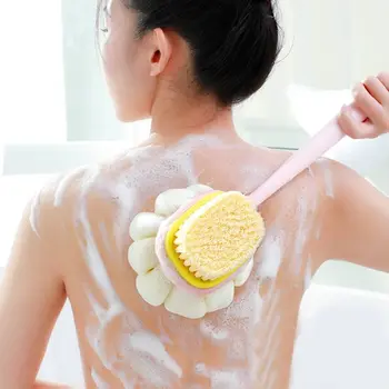 1PC 핑크 스폰지 긴 부드러운 헤어 목욕 브러쉬 더블 사이드 러브 샤워 브러시 백 스크러버 각질 제거 도구