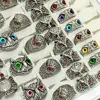 Wholesale 20/50Pcs All Owl Assorted Styles Eye Rings Resale Hot Jewelry Alloy Metal 5