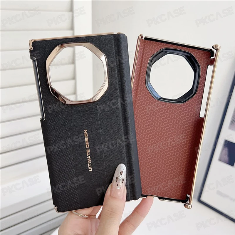 Ultra Thin Shockproof Leather Phone Case with Electroplated Dual-Hinge Guard Protection
