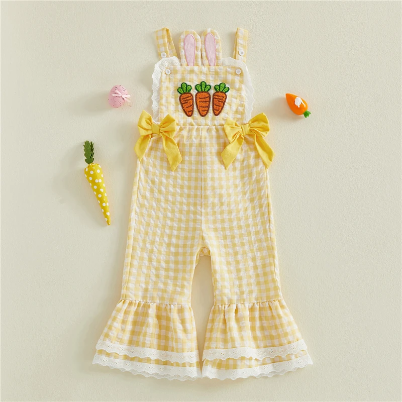 Easter Plaid Bell-Bottom Overalls 2