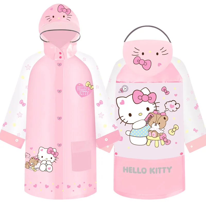 

Sanrio 1-10 лет, дождевик Hello Kitty, милый мультяшный водонепроницаемый дождевик из ПВХ для мальчиков и девочек, легко носить с собой