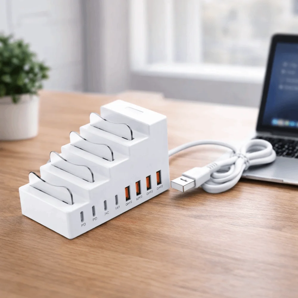 66W 전원 소켓 브래킷 충전기 4USB 포트 4타입 C 포트 데스크탑 충전 멀티탭 PD 고속 충전 8포트 소켓