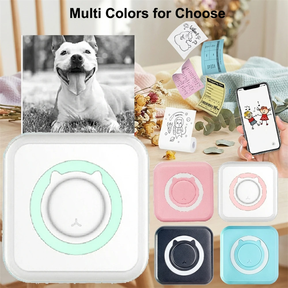 휴대용 열전사 프린터 미니 사진 인쇄 포켓 열전사 라벨 프린터 58mm 인쇄 무선 블루투스 안드로이드 iOS 프린터