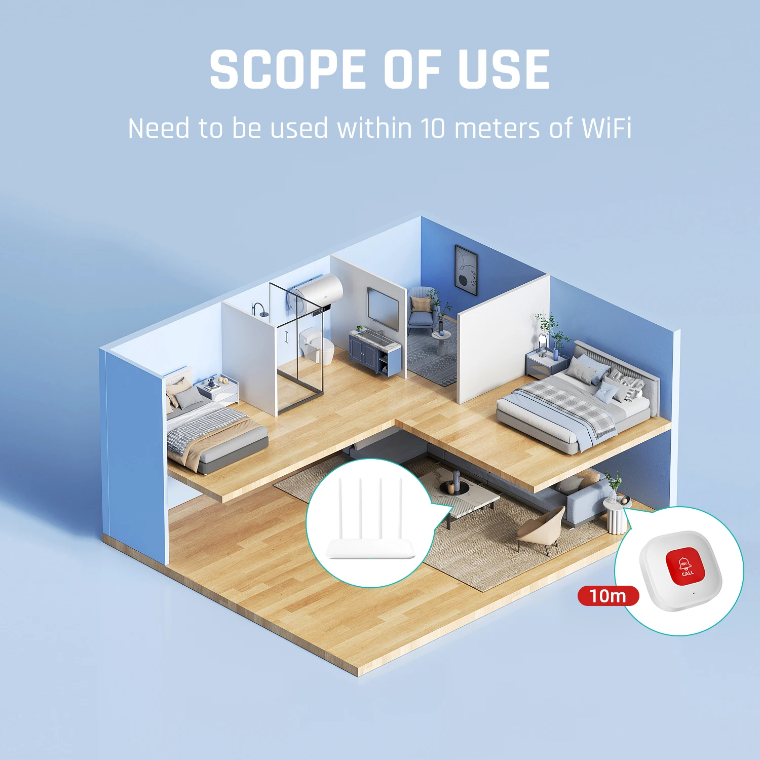 SMARSECUR Tuya WiFi Smart SOS Call Button Wireless Phone Alert Transmitter Emergency Call Button For Kids Elderly Patient