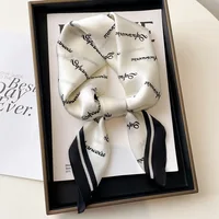 Luxury Brand Silk Square Scarf Women D Letter Hair Tie Band Beach Hijab Kerchief Head Headbands Bandana Female Foulard 70*70cm 3