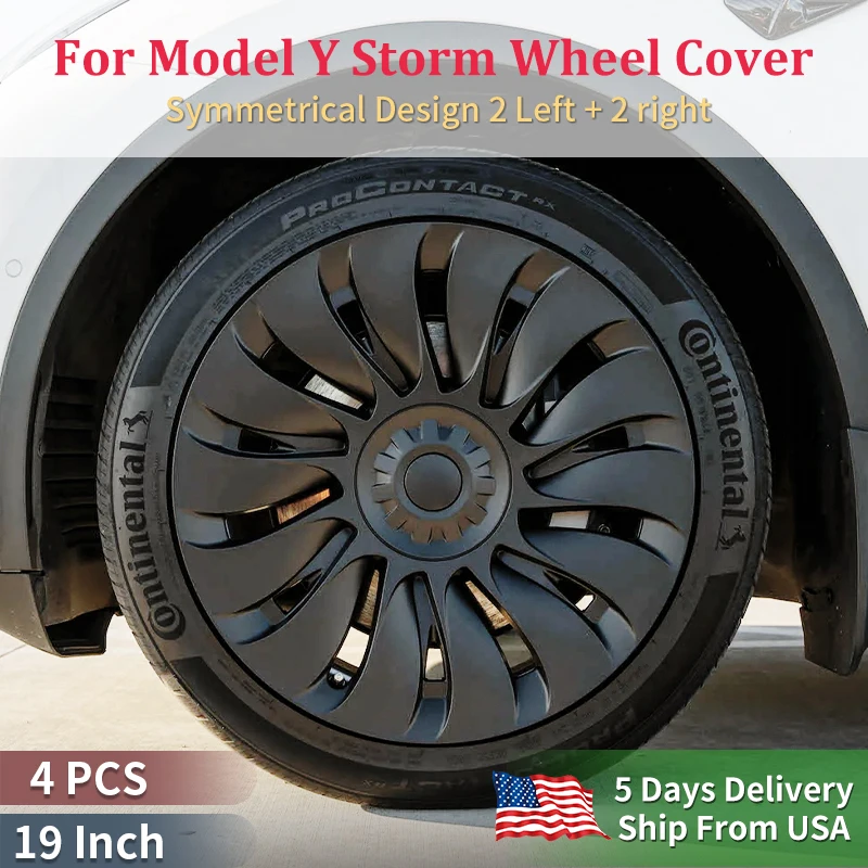 4PCS Design for TESLA Model Y 19 Inches Wheel Hub Caps Vehicle Full Coverage