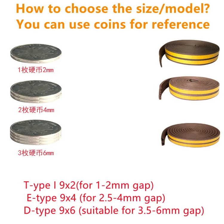 5/10m Seal Strip Self-Adhesive D Type Doors Window Gasket Soundproof Rubber Foam Weatherstrip Sealed Collision Strip door seal strip