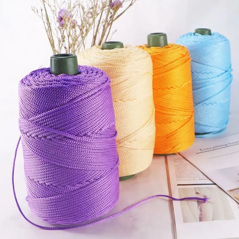 

230 Grams of Light Viscose Ice Rope Summer Sun Hat Hand Woven Diy Hook Cushion Hollow Bright Silk Medium Thick Wool Bulky Yarn