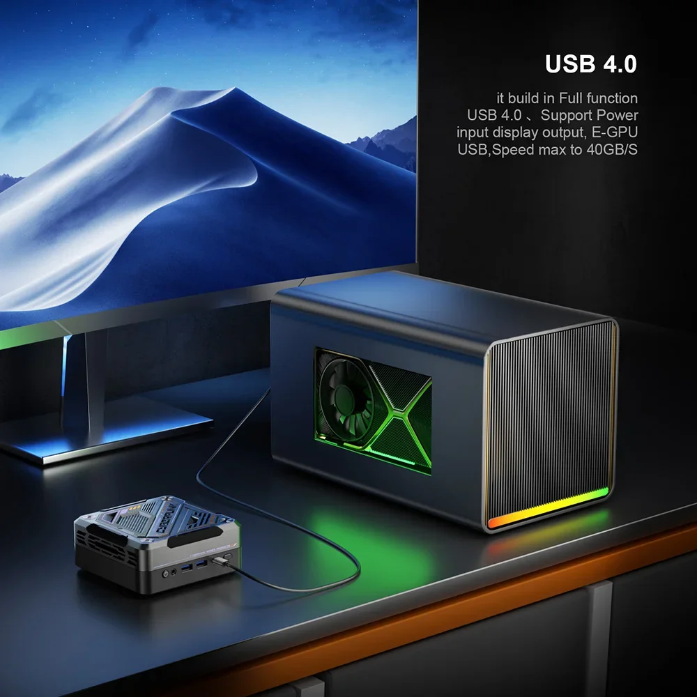 Chatreey AN3 미니 PC 라이젠 7, 7840HS, 8845HS, 780M, DDR5, 4800MHz, 다채로운 조명, 게임 데스크탑 컴퓨터, 와이파이 6 