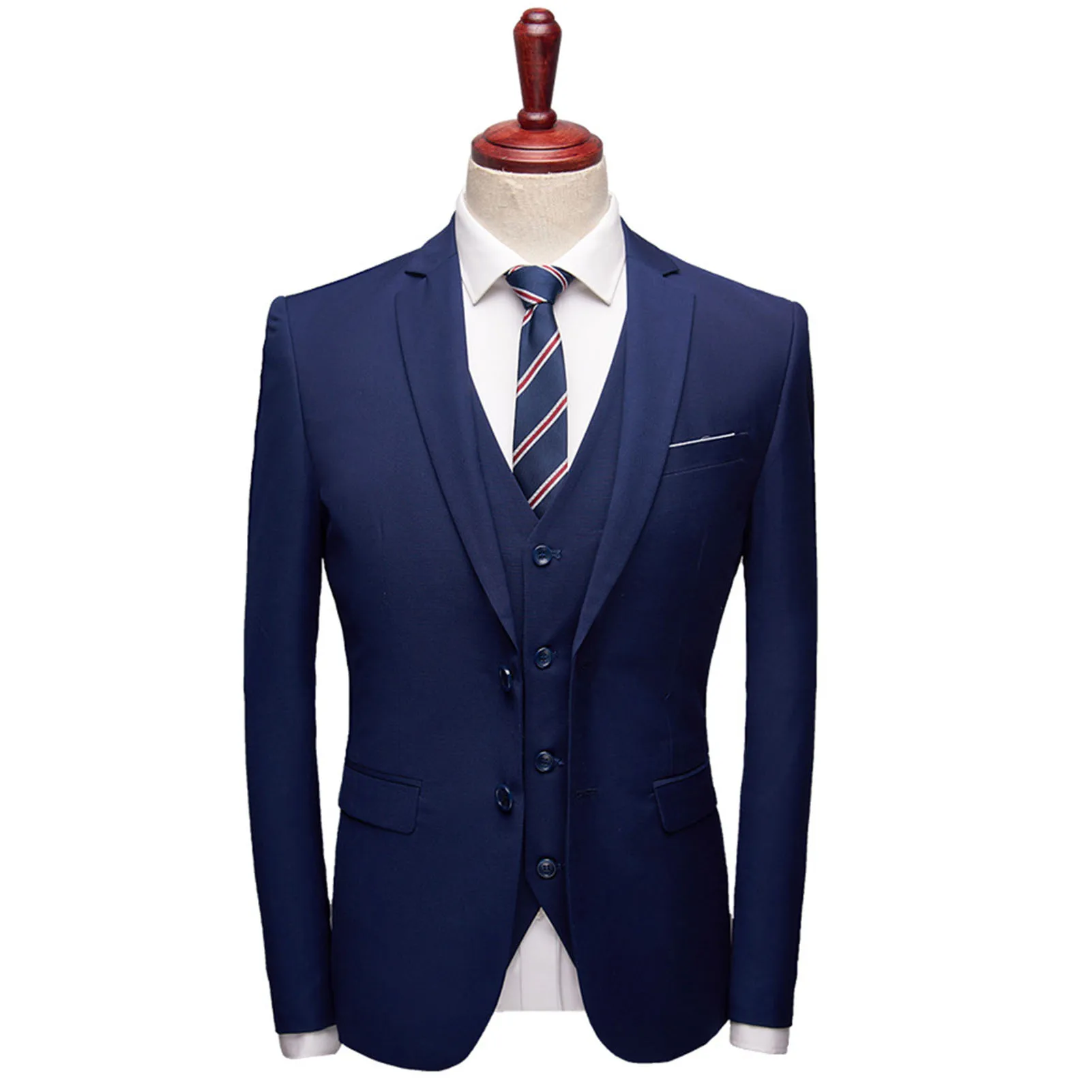 Suit Separates All Match Business Suit Long Sleeve Terrific Long Pants Sleeveless Waistcoat 3 Piece Set for Wedding