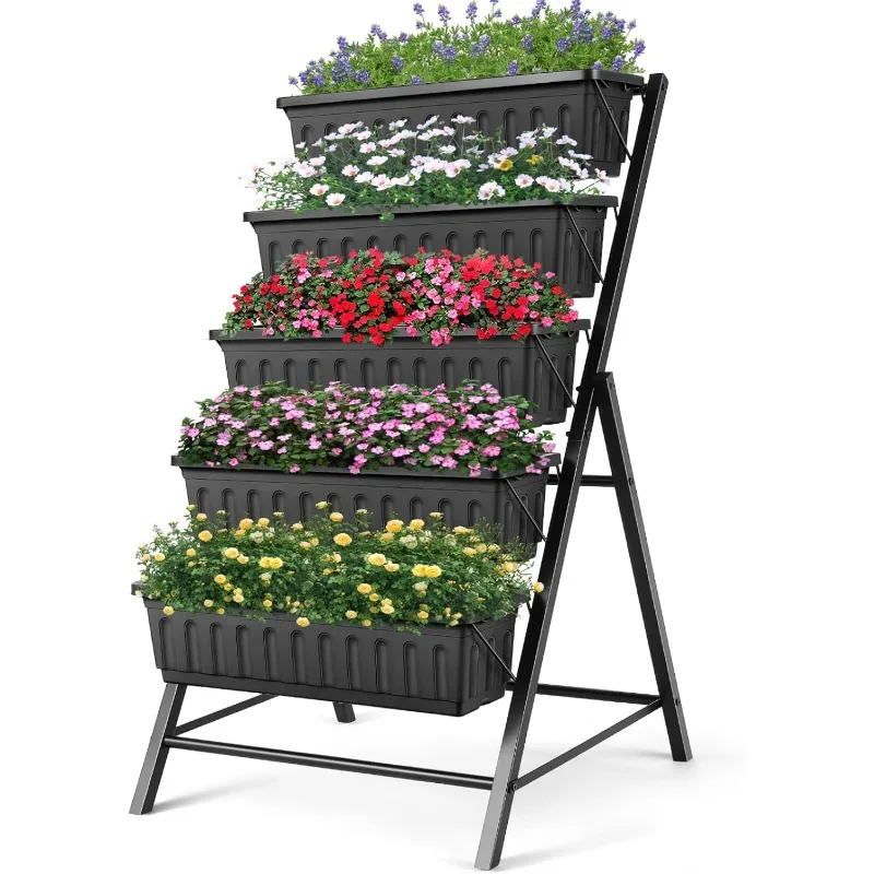 5-Tier Vertical Garden Planter with Drainage & Hooks 2
