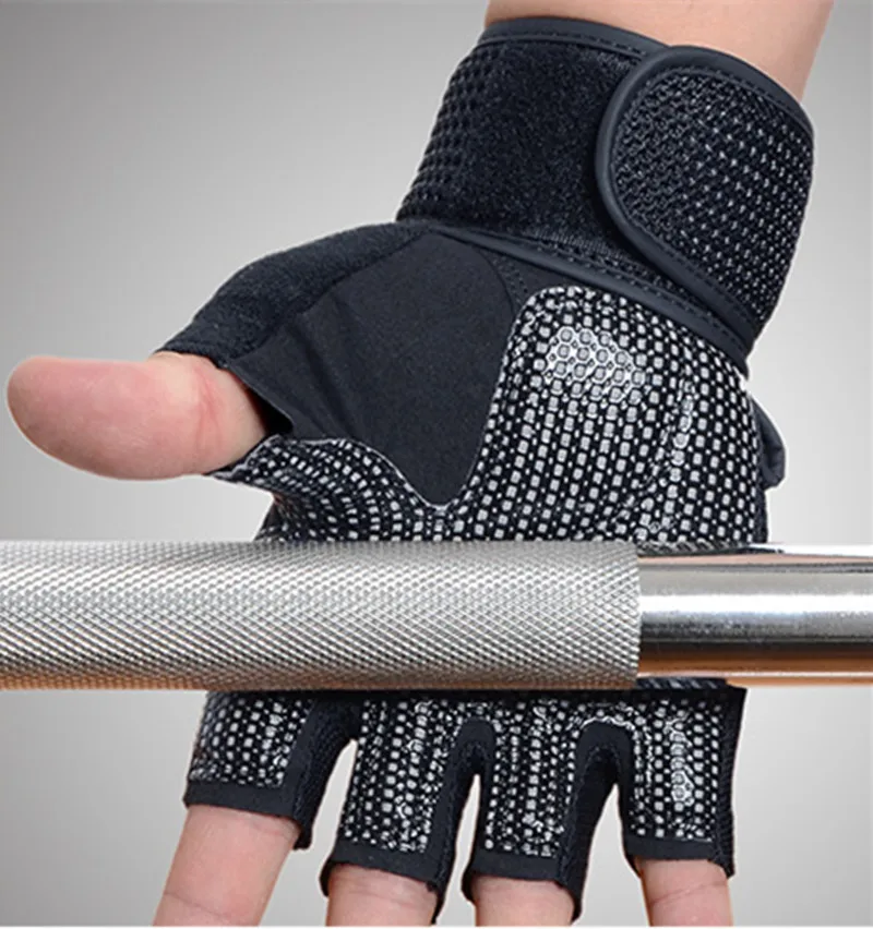 Sports Gloves Men Body Building Fitness Gloves Equipment Weight lifting Non-slip breathable Long Wrist Wrap Black Brown Mittens For Sports Gloves Gym Gloves Male Gloves