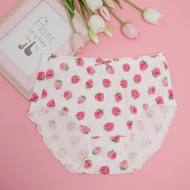 

70-110kg Plus Size women girl cute Panties cotton soft Sexy Underwear Women adorable cherry Breathable underpants lingerie