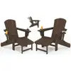 Folding Adjustable Adirondack Chair Set with Ottoman and Cup Holder Outdoor Relaxation Oversized Reclining Lounger 2 Pcs 2