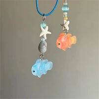 Collier pendentif poisson de dessin animé mignon pour filles, chaîne en corde colorée, collier meilleurs amis, accessoires d'amitié BFF 6
