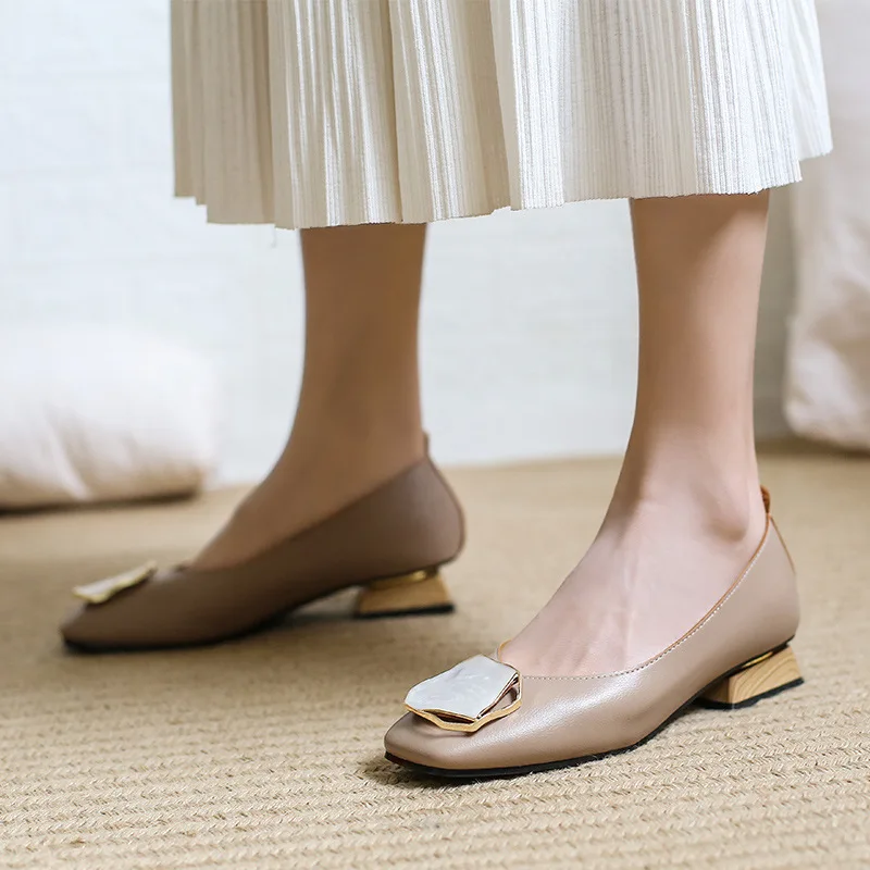

Moccasin Shoes Female Footwear Square Toe Large Size Women Casual Sneaker Moccasins Dress New Big Size On Heels Flat PU Solid Ma