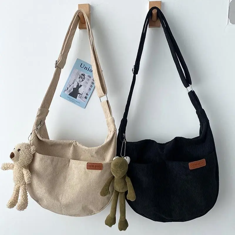 

Corduroy Half Moon Shoulder Bags Women Lightweight Large Capacity Crossbody Bag Fashion Student Handbag Shopper Tote Bag Purses