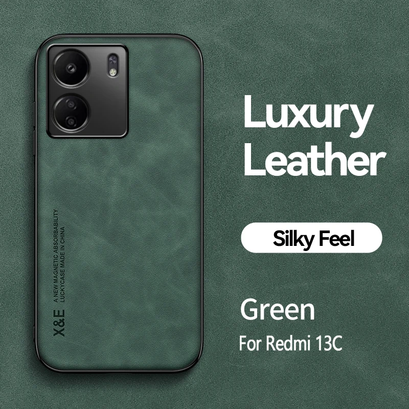 Luxury Magnetic Car Holder Leather Phone Case with Silicone Back Cover
