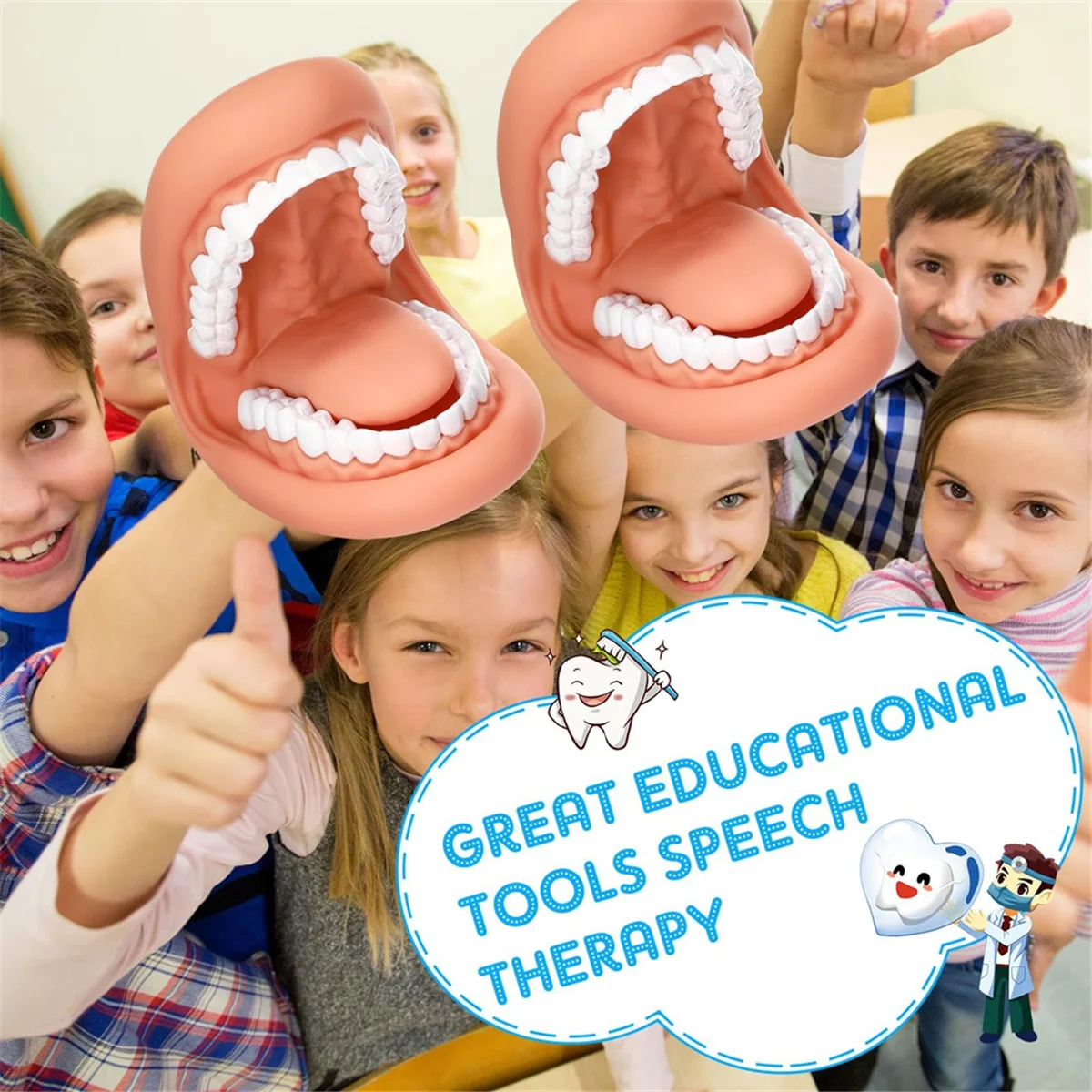 1Pcs Mouth Puppet with Tongue Teeth Mouth Hand Puppet Dental Model with Toothbrush for Boy Girl Educational Tool