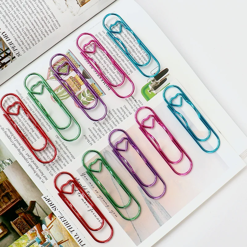 4팩/10팩 다기능 금속 하트 모양 펜 클립 종이 클립 안전하게 고정되는 필기구 및 노트북 액세서리