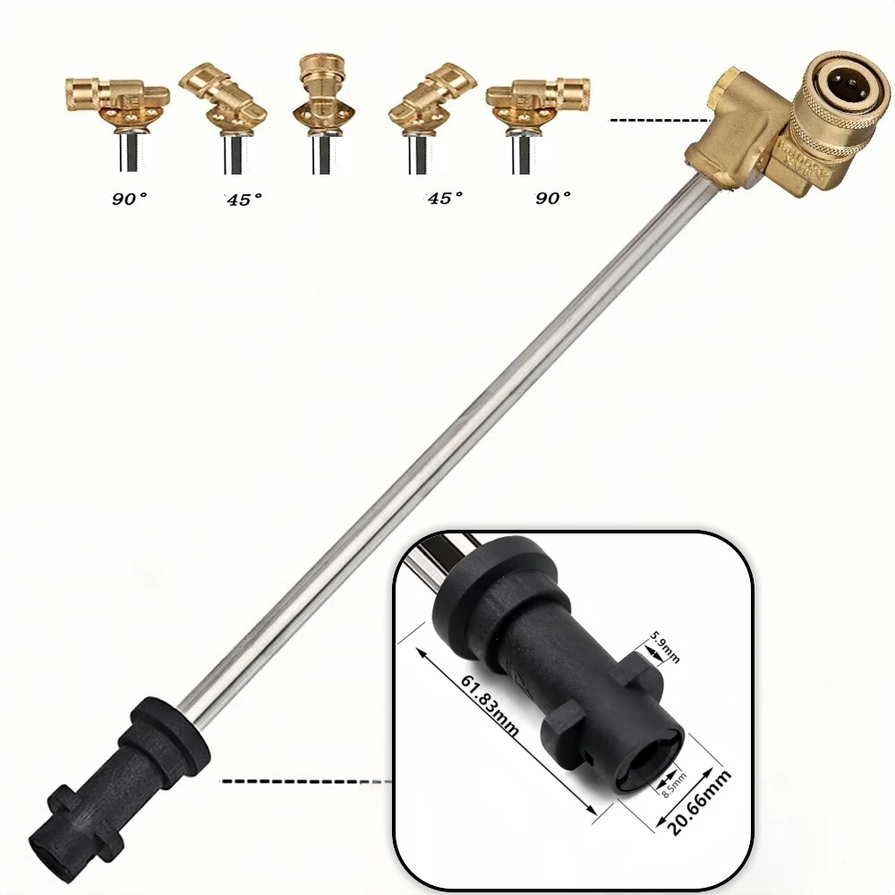 High-Pressure Wash Gun Extension Wand Multiple Specs lenght for Karcher K2/K3/K4/K5/K7 180&deg; Pivoting Coupler & Nozzles Included