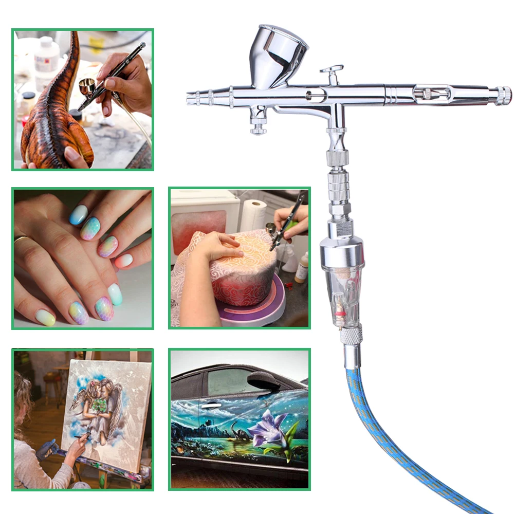 Gravity Dual-action Mini 9cc Airbrush Kit Farbe Nagel Spritzpistole Make-Up Farbe Set Gesicht Tattoo Kunst DIY Werkzeug mit Reinigung Kit – Detail 2