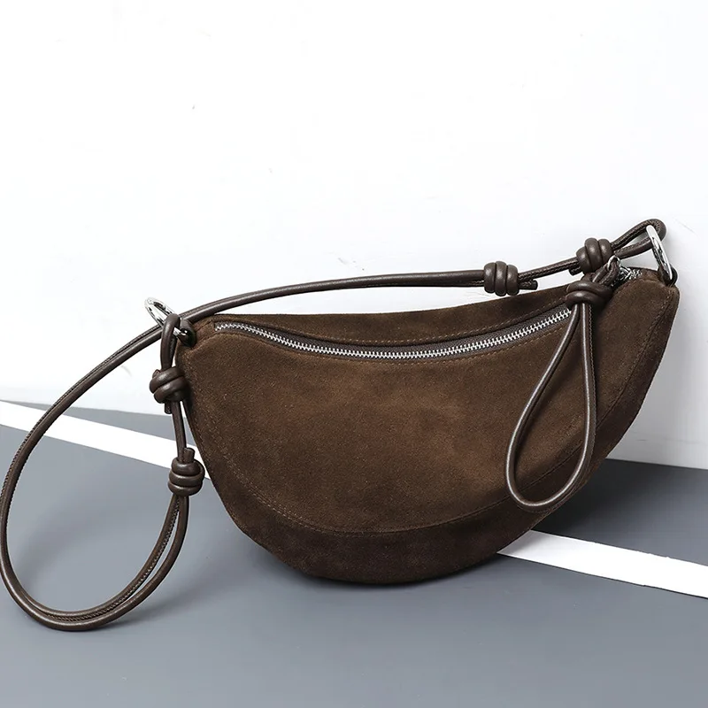 Borsa A Tracolla Donna A Forma Di Mezzaluna In Nylon - Elegante, Leggera, Tracolla Regolabile, Colori Vari