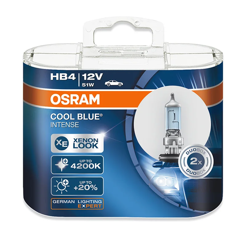 OSRAM Cool Blue Intense 9006 HB4 CBI Halogen 12V 51W P22d 4200K White Xenon Look Car Original Headlight High Low Beam USA, 2pcs 4