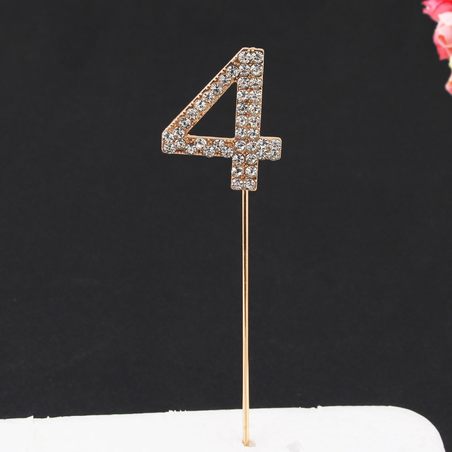 Topper Happy Birthday Party Glitter Alloy Rhinestone 1-9 Number Baby Shower Birthday 1 Year Birthday Digital Diy Cake Decor
