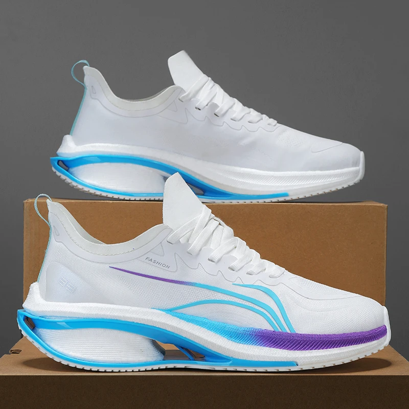 

Men White Running Shoes Breathable Male Sneakers Comfortable Mens Walking Shoes High Elasticity Lightweight Training Trainers